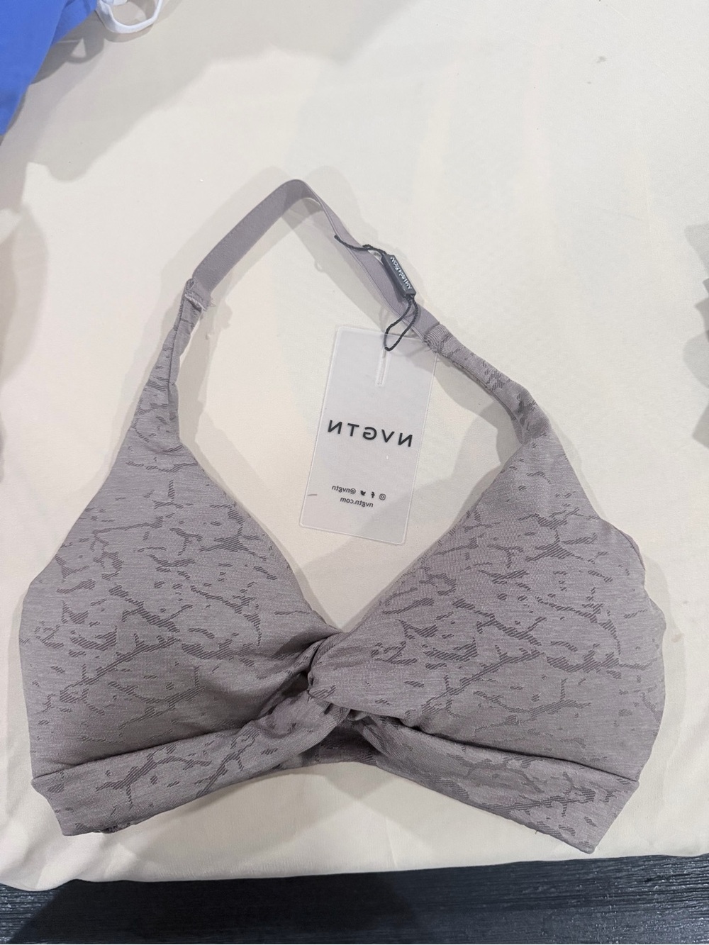 NVGTN Knot-Front Wireless Bralette in Taupe Gray
